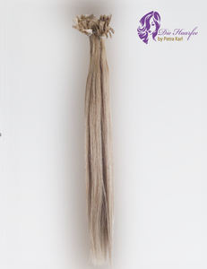 Strähnen aus indonesischem Haar silber-mittelblond meliert gefärbt - leichte Bewegung 50 cm